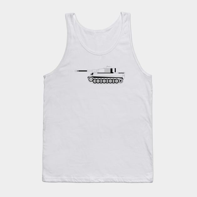 Tiger I Tank Black Outline Tank Top by kindacoolbutnotreally